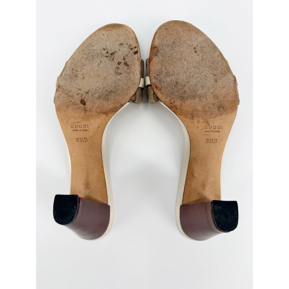 Gucci Tom Ford Monogram Horsebit Bamboo Heel Sandals Mule Slides White 39.5 9.5 - Picture 8 of 14